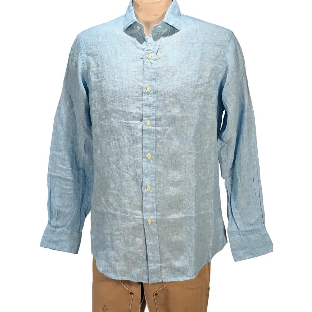 Polo Ralph Lauren Men's Light Blue Linen Button Down Shirt Size XL NWT $148